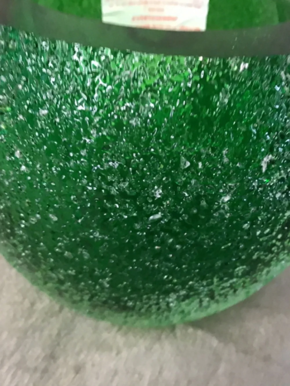 NWT- MCM “Geode” Green Votive Handmade Art Glass Sugared Candle Holder w/ Box